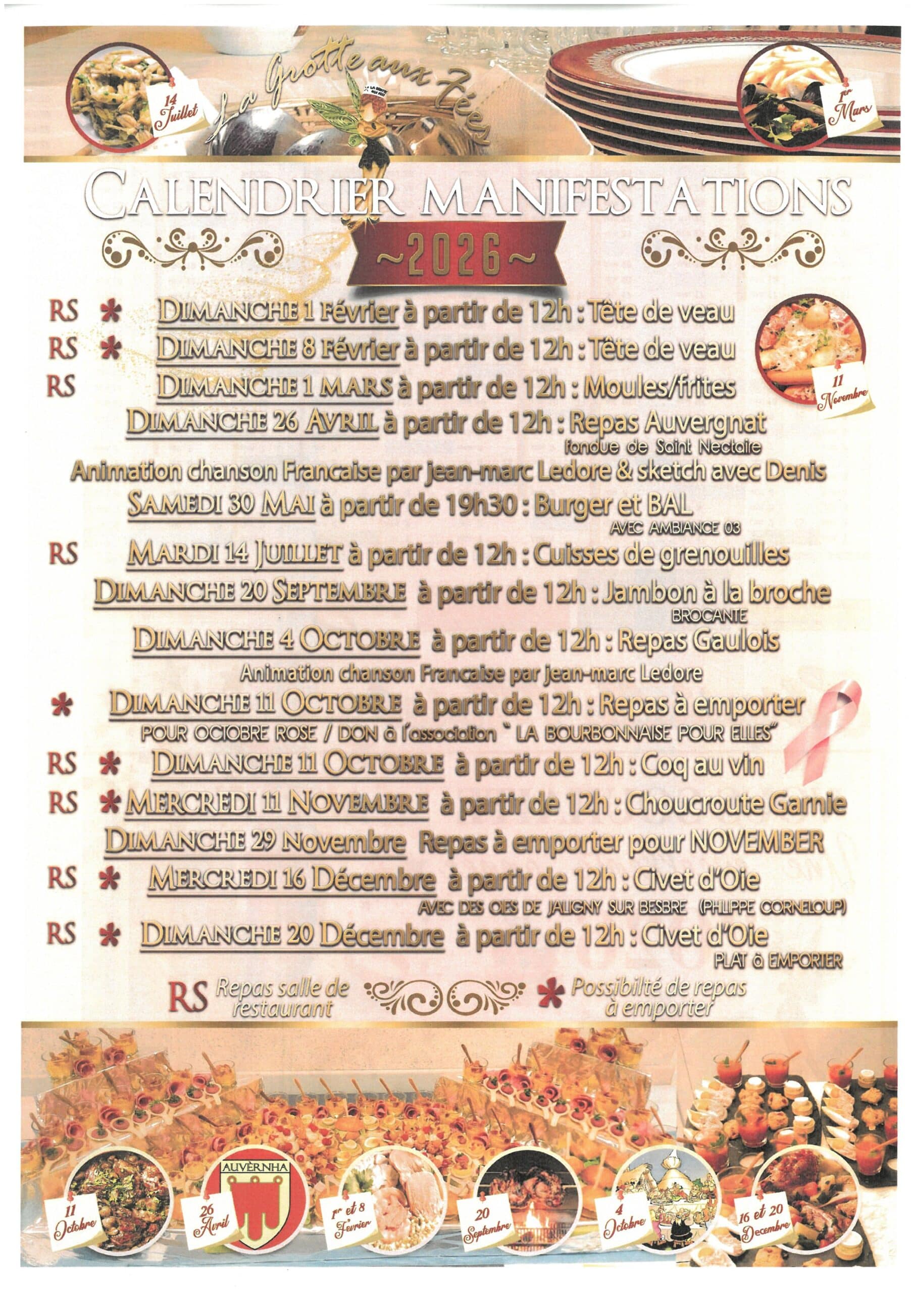 2026-CALENDRIER LA GROTTE AUX FEES